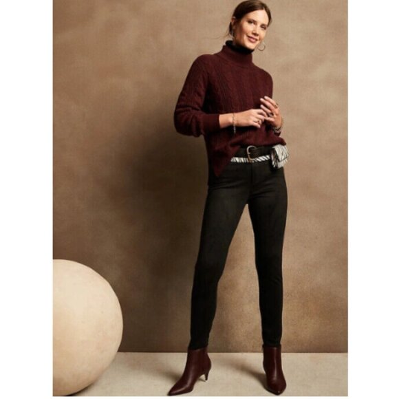 Banana Republic High-Rise Vegan SUEDE Black Skinny Stretch Jeans 26/2 RT$100 - Picture 1 of 9